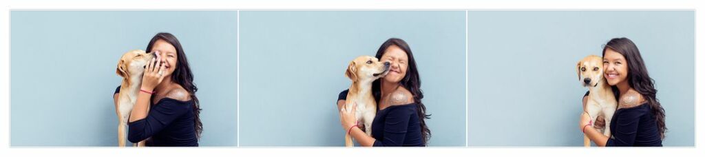 dog kissing young girl