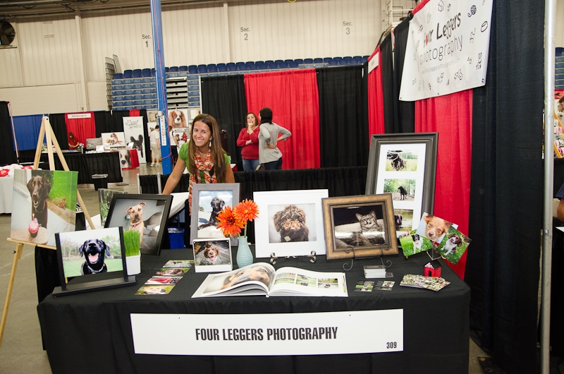 Pet expo table with albums and products