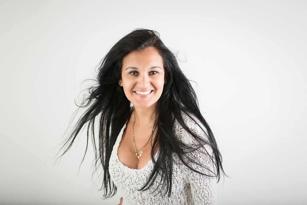 young woman beauty portrait in white dress