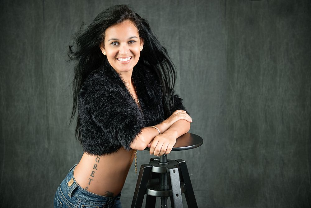 young woman with fur coat