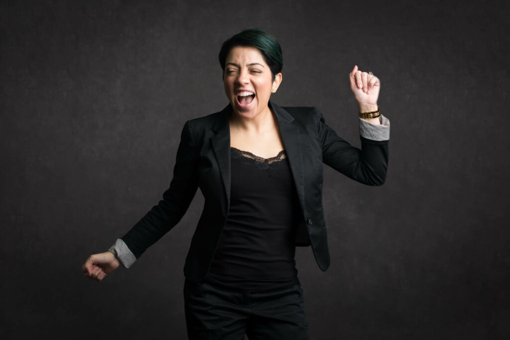 professional woman celebrating