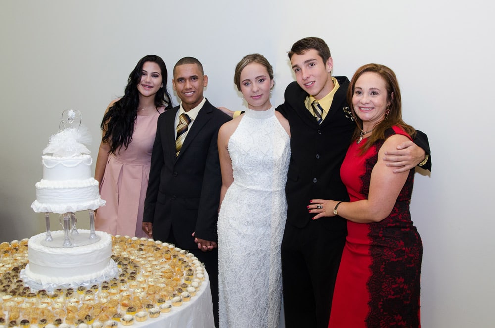 family portrait on wedding day