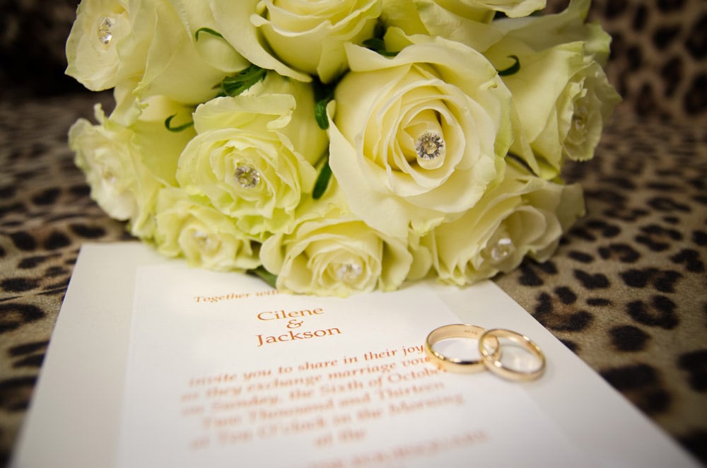 wedding invitation and rings