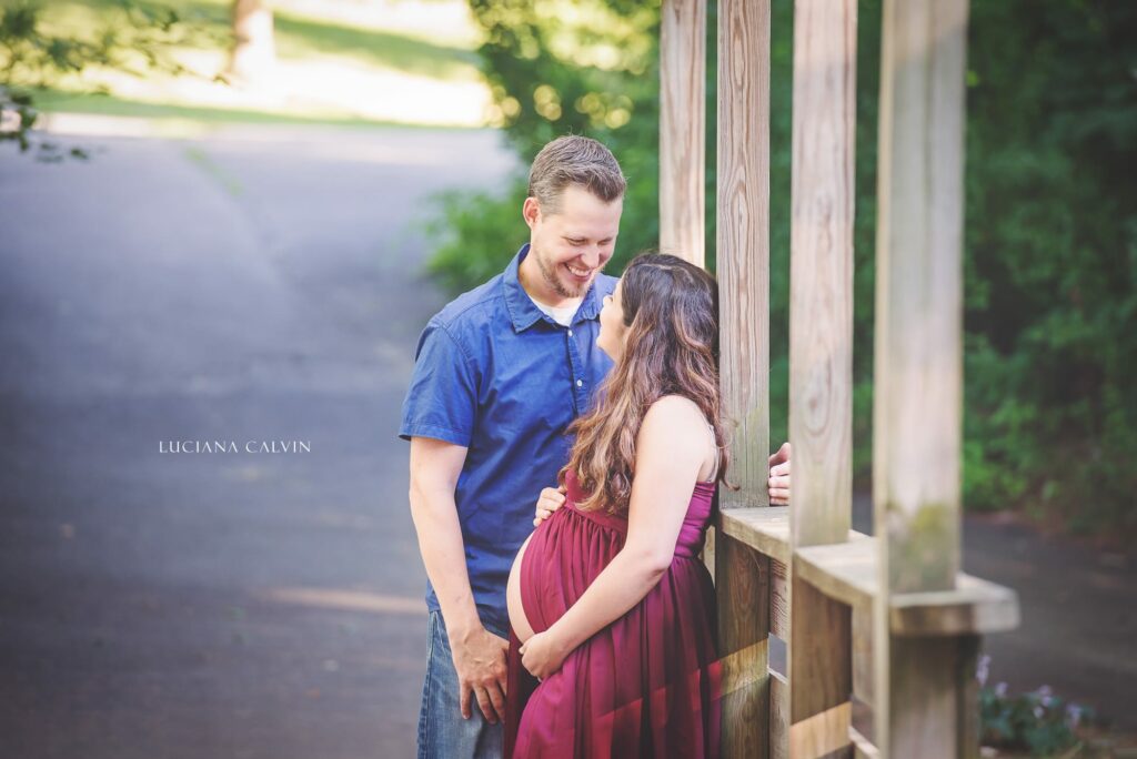 Romantic scene of pregnant couple