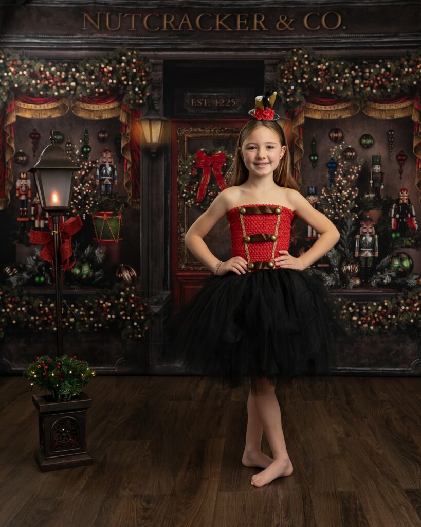 a girl in a tutu and dress