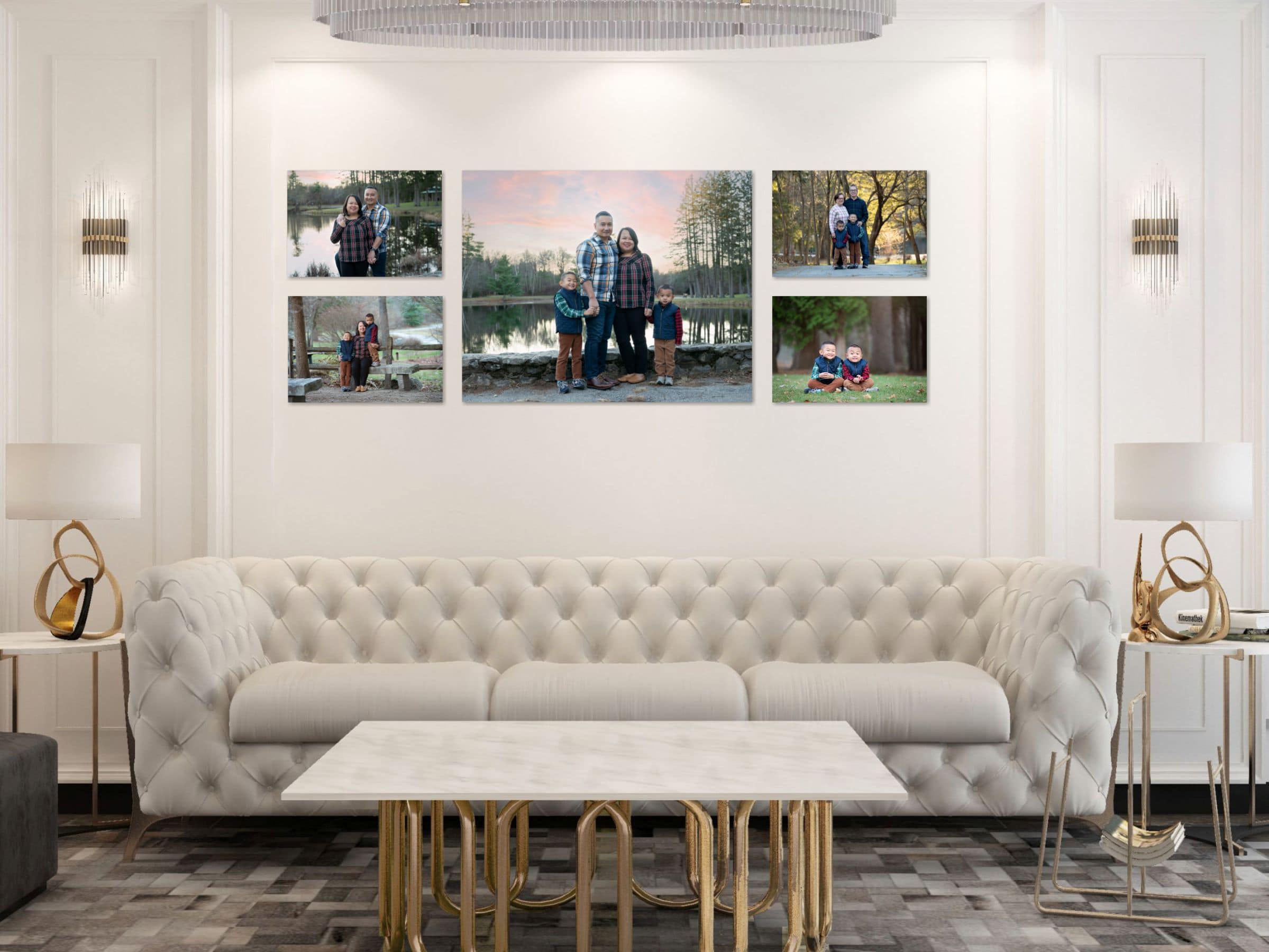 Family wall portrait installed in home — Luciana Calvin Photography